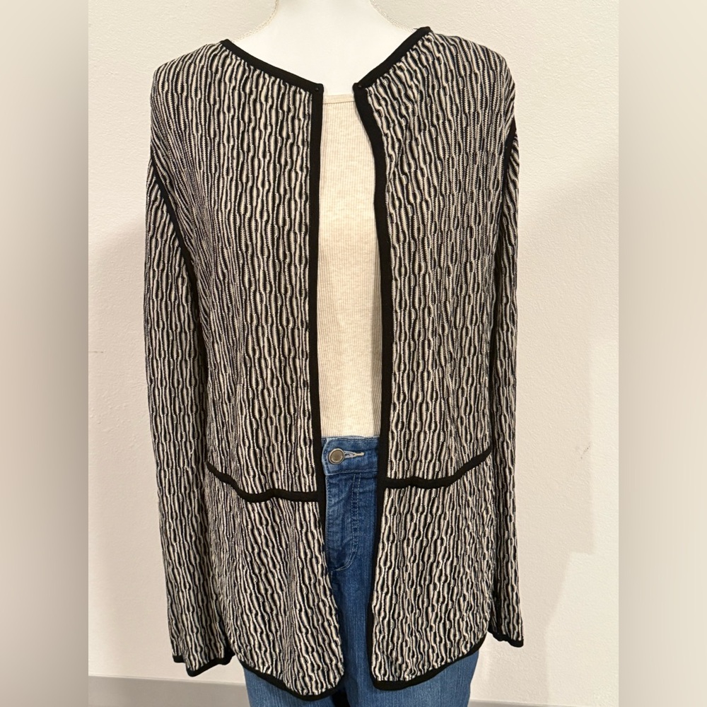 Sigrid Olsen Black and Cream Knit Cardigan